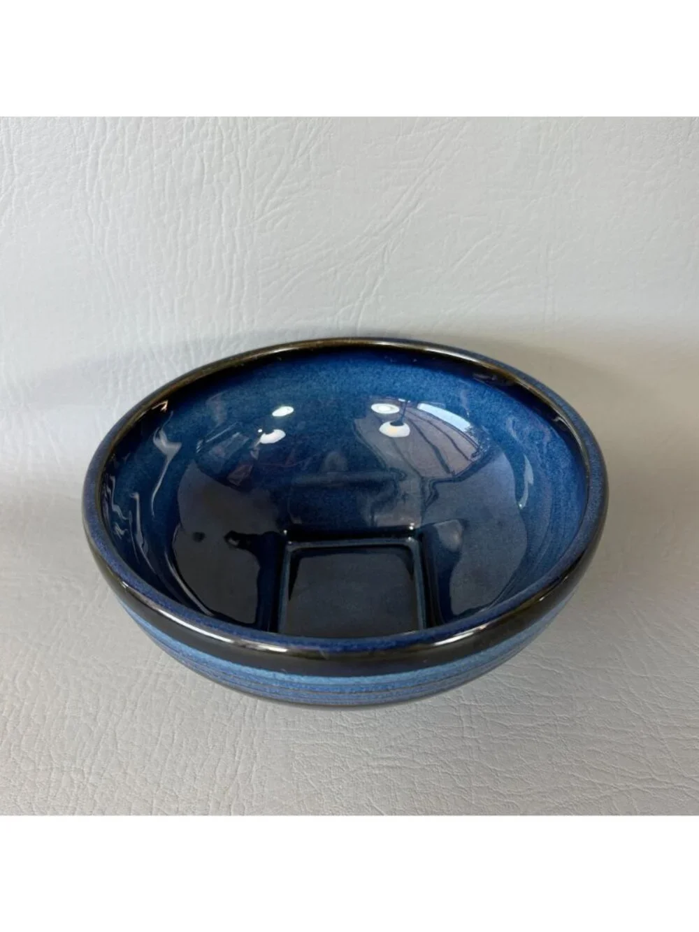 Vintage FS Cobalt Blue Ceramic Bowl Ribbed Rice Soup Cereal Studio Stoneware
